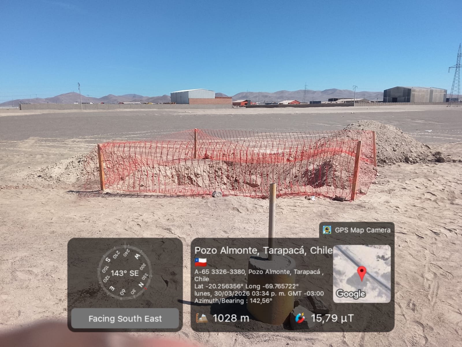 Excavación señalizada para canalización soterrada